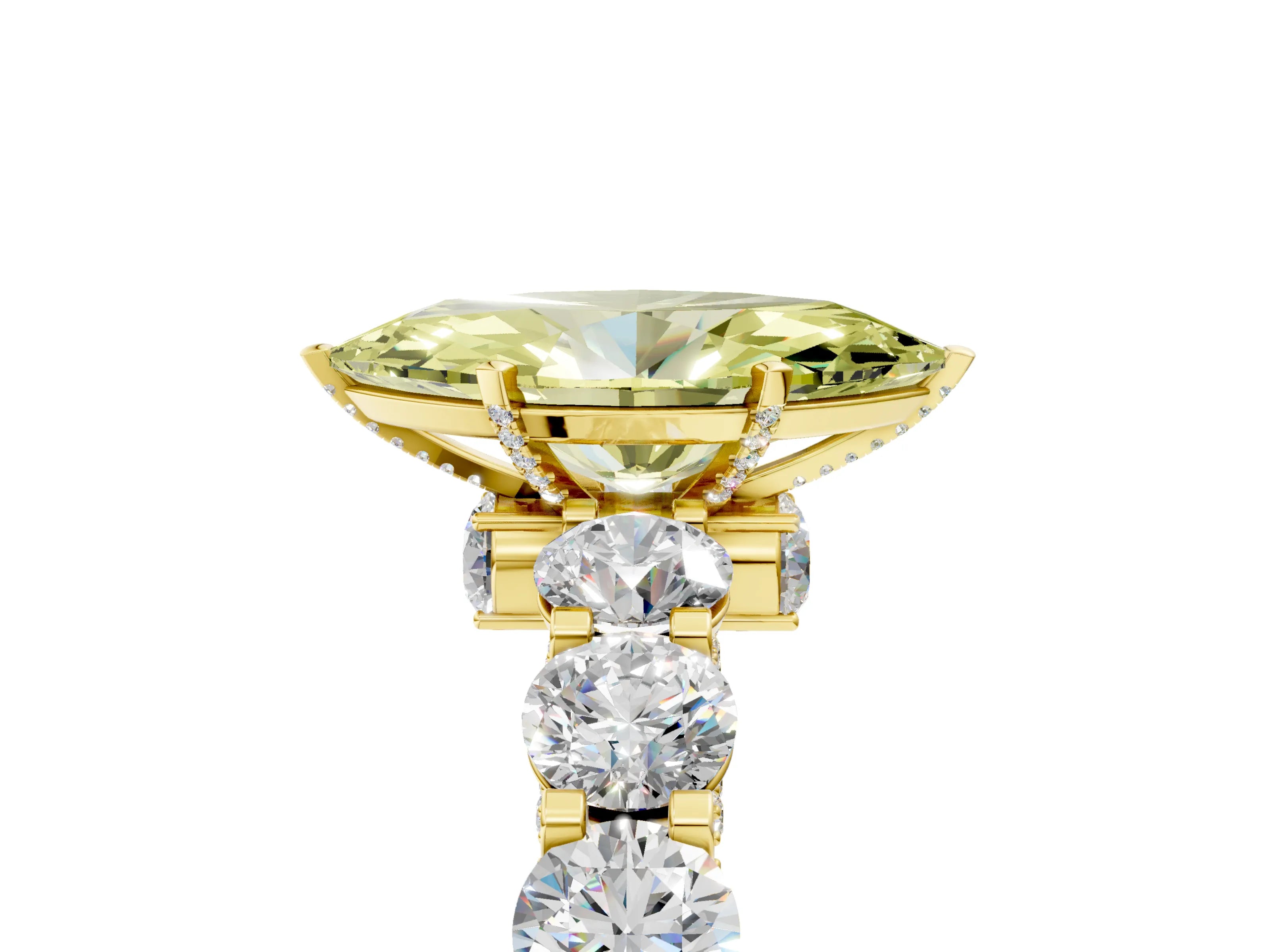 Yellow gold Fancy Yellow Marquise Cut Diamond Side Stone Engagement Ring with Four-Prong Setting_29