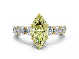 Yellow gold Fancy Yellow Marquise Cut Diamond Side Stone Engagement Ring with Four-Prong Setting_37