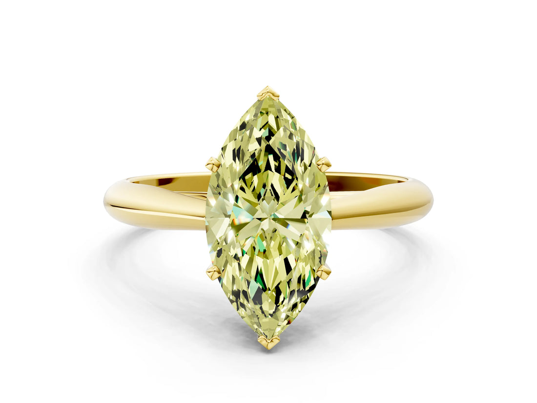 Yellow gold Fancy Yellow Marquise Cut Diamond Solitaire Engagement Ring with Cathedral Setting and Four-Prong Mount_17
