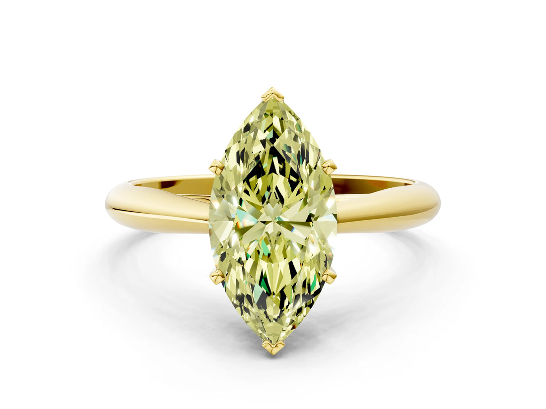 Yellow gold Fancy Yellow Marquise Cut Diamond Solitaire Engagement Ring with Cathedral Setting and Four-Prong Mount_66