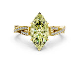 Yellow gold Fancy Yellow Marquise Cut Diamond Solitaire Engagement Ring with Twisted Pavé Band and Four-Prong Setting_44