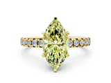 Yellow gold Fancy Yellow Marquise Cut Diamond Solitaire Pavé Engagement Ring with Round Band and Prong Setting_12