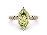Yellow gold Fancy Yellow Marquise Cut Diamond Solitaire Pavé Engagement Ring with Round Band and Prong Setting_72