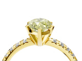 Yellow gold Fancy Yellow Marquise Cut Diamond Solitaire Pavé Engagement Ring with Round Band and Prong Setting_76
