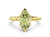Yellow gold Fancy Yellow Marquise Cut Diamond Solitaire Ring with Beaded Band and Prong Setting_23