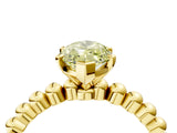 Yellow gold Fancy Yellow Marquise Cut Diamond Solitaire Ring with Beaded Band and Prong Setting_27