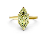 Yellow gold Fancy Yellow Marquise Cut Diamond Solitaire Ring with Classic Band and Four-Prong Setting