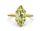 Yellow gold Fancy Yellow Marquise Cut Diamond Solitaire Ring with Flower Prong Setting and Classic Band_12