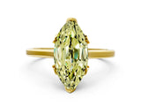 Yellow gold Fancy Yellow Marquise Cut Diamond Solitaire Ring with Flower Prong Setting and Classic Band_36