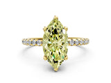 Yellow gold Fancy Yellow Marquise Cut Diamond Solitaire Ring with Four-Prong Setting and Pavé Band_3