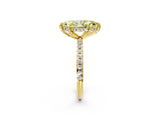 Yellow gold Fancy Yellow Marquise Cut Diamond Solitaire Ring with Four-Prong Setting and Pavé Band_5