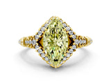 Yellow gold Fancy Yellow Marquise Cut Diamond Solitaire Ring with Hidden Halo and Pavé Band_27