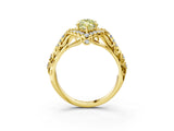 Yellow gold Fancy Yellow Marquise Cut Diamond Solitaire Ring with Hidden Halo and Pavé Band_30