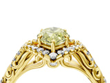Yellow gold Fancy Yellow Marquise Cut Diamond Solitaire Ring with Hidden Halo and Pavé Band_31