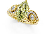 Yellow gold Fancy Yellow Marquise Cut Diamond Solitaire Ring with Milgrain Pavé Band and Four-Prong Setting_19