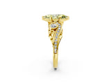 Yellow gold Fancy Yellow Marquise Cut Diamond Solitaire Ring with Milgrain Pavé Band and Four-Prong Setting_20