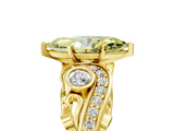 Yellow gold Fancy Yellow Marquise Cut Diamond Solitaire Ring with Milgrain Pavé Band and Four-Prong Setting_23