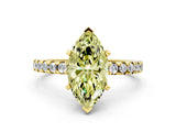 Yellow gold Fancy Yellow Marquise Cut Diamond Solitaire Ring with Pavé Band and Four-Prong Setting_18