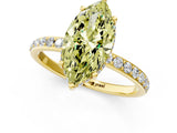 Yellow gold Fancy Yellow Marquise Cut Diamond Solitaire Ring with Pavé Band and Hidden Halo_21