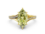 Yellow gold Fancy Yellow Marquise Cut Diamond Solitaire Ring with Pavé Band and Prong Setting_12