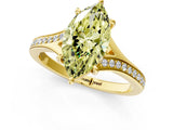 Yellow gold Fancy Yellow Marquise Cut Diamond Solitaire Ring with Pavé Band and Prong Setting_13