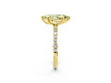 Yellow gold Fancy Yellow Marquise Cut Diamond Solitaire Ring with Pave Band and Four Prong Setting_14