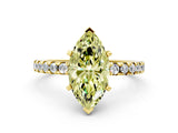 Yellow gold Fancy Yellow Marquise Cut Diamond Solitaire Ring with Round  Pavé Band and Four-Prong Setting_36