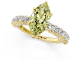 Yellow gold Fancy Yellow Marquise Cut Diamond Solitaire Ring with Shared Prong Pavé Band and Four-Prong Setting_34