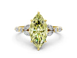 Yellow gold Fancy Yellow Marquise Cut Diamond Solitaire Ring with Side Stones and Four-Prong Setting_29
