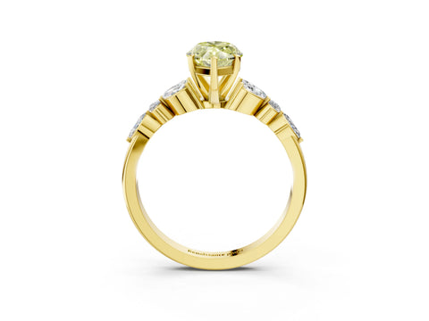 Yellow gold Fancy Yellow Marquise Cut Diamond Solitaire Ring with Side Stones and Four-Prong Setting_32