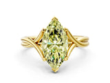 Yellow gold Fancy Yellow Marquise Cut Diamond Solitaire Twist Band Prong Setting Ring_67