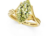 Yellow gold Fancy Yellow Marquise Cut Diamond Solitaire Twist Band Prong Setting Ring_68