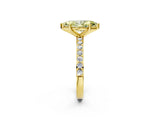 Yellow gold Fancy Yellow Marquise  Cut Diamond Solitaire with Pave Band and Four-Prong Setting 2