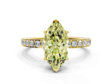 Yellow gold Fancy Yellow Marquise  Cut Diamond Solitaire with Pave Band and Four-Prong Setting 6
