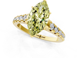 Yellow gold Fancy Yellow Marquise  Cut Diamond Solitaire with Pave Band and Four-Prong Setting_1