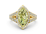 Yellow gold Fancy Yellow Marquise Cut Diamond Split Shank Halo Ring with Four-Prong Setting_17