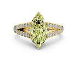 Yellow gold Fancy Yellow Marquise Cut Diamond Split Shank Pavé Engagement Ring with Four-Prong Setting_18