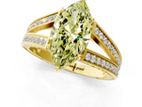 Yellow gold Fancy Yellow Marquise Cut Diamond Split Shank Ring with Pavé Band and Four-Prong Setting_17