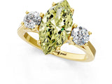 Yellow gold Fancy Yellow Marquise Cut Diamond Three-Stone Engagement Ring with Prong Setting and Pavé Band_1