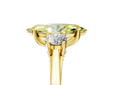 Yellow gold Fancy Yellow Marquise Cut Diamond Three-Stone Engagement Ring with Prong Setting and Pavé Band_5