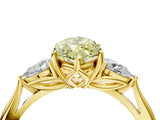 Yellow gold Fancy Yellow Marquise Cut Diamond Three-Stone Ring with Pear Side Stones and Four-Prong Setting_67
