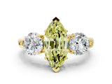 Yellow gold Fancy Yellow Marquise Cut Diamond Three-Stone Ring with Prong Setting and Classic Band_47