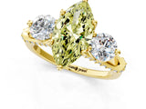 Yellow gold Fancy Yellow Marquise Cut Diamond Three-Stone Ring with Prong Setting and Pavé Band_1