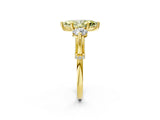 Yellow gold Fancy Yellow Marquise Cut Diamond Three-Stone Ring with Prong Setting and Pavé Band_2
