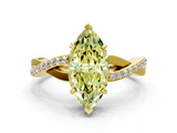 Yellow gold Fancy Yellow Marquise  Cut Diamond Twisted Band Engagement Ring with Prong Setting_3