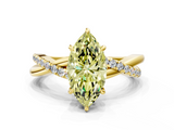 Yellow gold Fancy Yellow Marquise  Cut Diamond Twisted Band with Pavé Setting and Four-Prong Setting