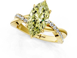 Yellow gold Fancy Yellow Marquise  Cut Diamond Twisted Band with Pavé Setting and Four-Prong Setting_1