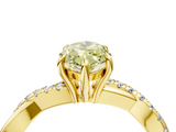Yellow gold Fancy Yellow Marquise  Cut Diamond Twisted Band with Pavé Setting and Four-Prong Setting_4
