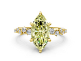Yellow gold Fancy Yellow Marquise  Cut Diamond Vine Band with Four-Prong Setting