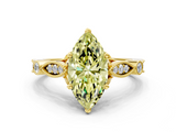Yellow gold Fancy Yellow Marquise  Cut Diamond with Milgrain Marquise and Bezel Accents on a Solitaire Band with Prong Setting